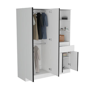 English Elm Kamelot Armoire with Double Doors and Shelves, Hanging Rod, Spacious Kronos Finish Wardrobe Storage White 77.17 L x 24.41 W x 5.12 H B200S00440