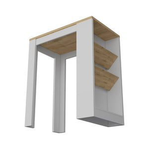 HomeRoots White 36" Kitchen Island with Natural Countertop - Rustic Charm & Ample Storage for Your Home 519051