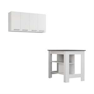 HomeRoots 41" Stylish Two-Tone Wood Kitchen Island Set with Ample Storage for Modern Meal Prep & Dining 519052