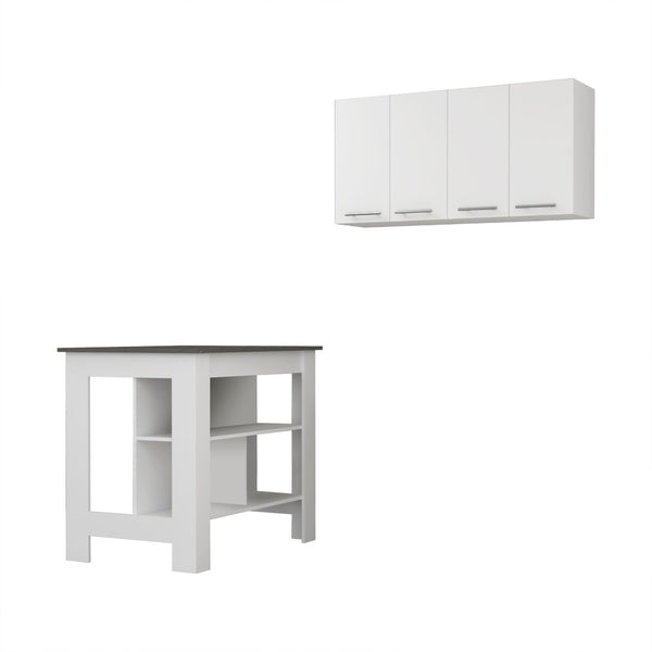 HomeRoots 41" Stylish Two-Tone Wood Kitchen Island Set with Ample Storage for Modern Meal Prep & Dining 519052