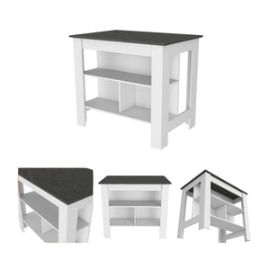 HomeRoots 41" Stylish Two-Tone Wood Kitchen Island Set with Ample Storage for Modern Meal Prep & Dining 519052