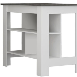 HomeRoots 41" Stylish Two-Tone Wood Kitchen Island Set with Ample Storage for Modern Meal Prep & Dining 519052