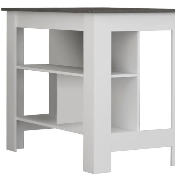 HomeRoots 41" Stylish Two-Tone Wood Kitchen Island Set with Ample Storage for Modern Meal Prep & Dining 519052