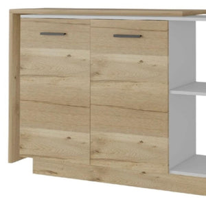 HomeRoots 59" Natural White & Brown Wood Kitchen Island with Storage - Stylish, Versatile, and Durable Design 519054
