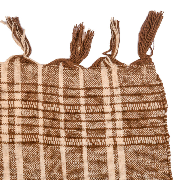 Homeroots 67" X 71" Brown And Ivory Cotton Woven Geometric Throw Blanket With Fringe  Cotton 519060
