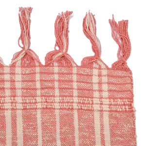 Homeroots 67" X 71" Pink And Ivory Cotton Woven Geometric Throw Blanket With Fringe  Cotton 519061