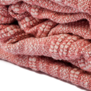 Homeroots 67" X 71" Pink And Ivory Cotton Woven Geometric Throw Blanket With Fringe  Cotton 519061