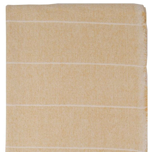 Homeroots 67" X 71" Light Brown Cotton Woven Striped Throw Blanket With Fringe  Cotton 519064