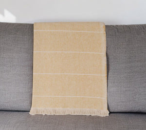 Homeroots 67" X 71" Light Brown Cotton Woven Striped Throw Blanket With Fringe  Cotton 519064