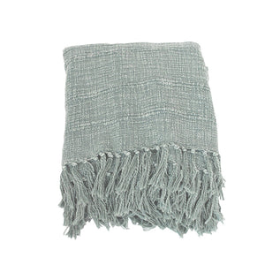 Homeroots 67" X 71" Sage Cotton Woven Throw Blanket With Fringe  Cotton 519065