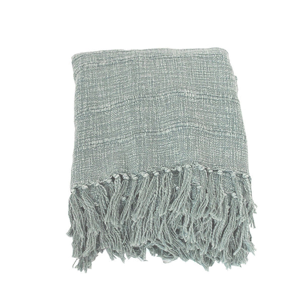 Homeroots 67" X 71" Sage Cotton Woven Throw Blanket With Fringe  Cotton 519065