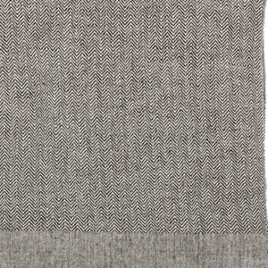 Homeroots 67" X 71" Gray And Ivory Cotton Woven Herringbone Throw Blanket With Fringe  Cotton 519067