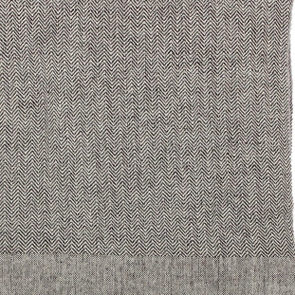 Homeroots 67" X 71" Gray And Ivory Cotton Woven Herringbone Throw Blanket With Fringe  Cotton 519067