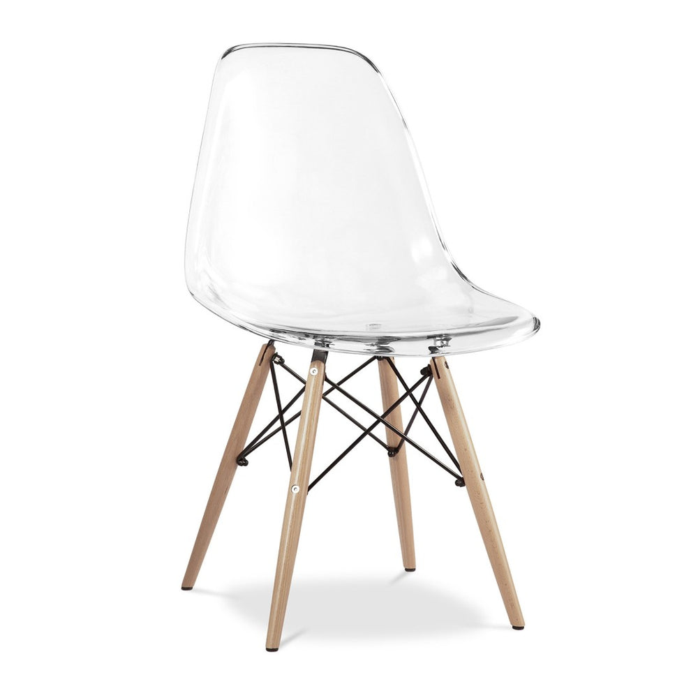 HomeRoots Clear Mid-Century Modern Acrylic and Wood Dining Side Chair - Versatile Comfort for Any Space 519069