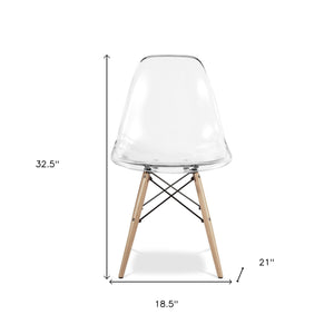Homeroots Clear And Natural Heavy Duty Plastic And Wood Dining Side Chair  Plastic 519069