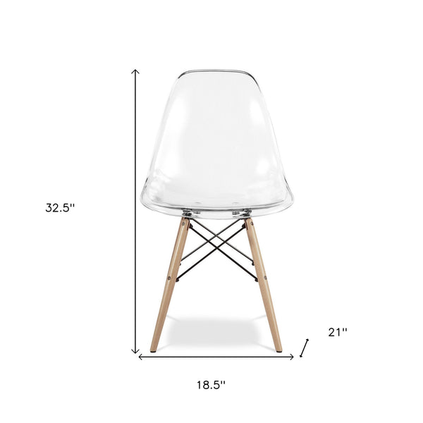 Homeroots Clear And Natural Heavy Duty Plastic And Wood Dining Side Chair  Plastic 519069