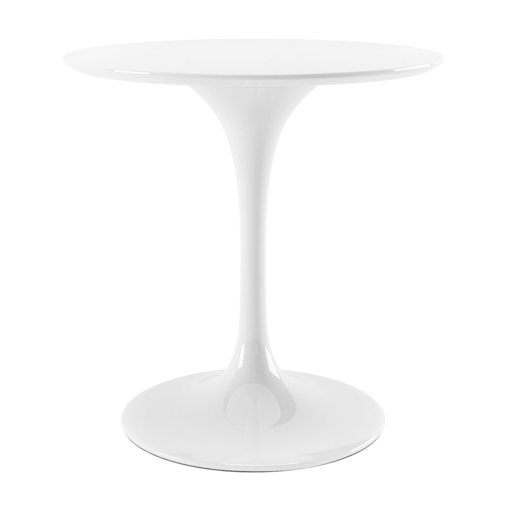 Homeroots 32" White Rounded Fiberglass And Metal Pedestal Base Dining Table   519070