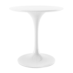 Homeroots 32" White Rounded Fiberglass And Metal Pedestal Base Dining Table   519070