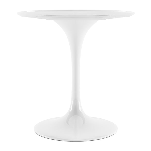 Homeroots 32" White Rounded Fiberglass And Metal Pedestal Base Dining Table   519070