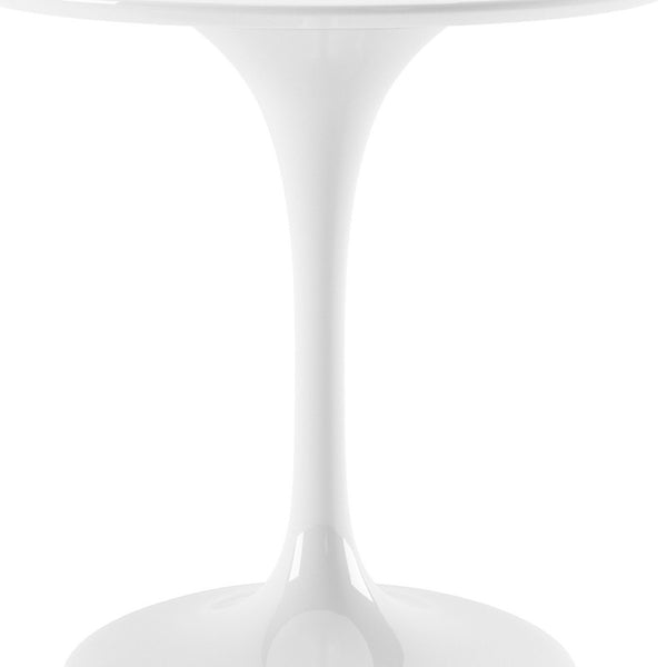 HomeRoots 32" Elegant White Fiberglass Pedestal Dining Table - Modern Mid-Century Charm for Small Spaces 519070