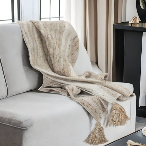HomeRoots Beige Woven Pet Throw Blanket – Cozy, Durable, Reversible Design for Indoor and Outdoor Comfort 519084