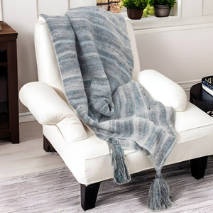 HomeRoots Blue Woven 100% Polyester Pet Throw Blanket – Cozy Abstract Design for Stylish Home & Outdoor Use 519085