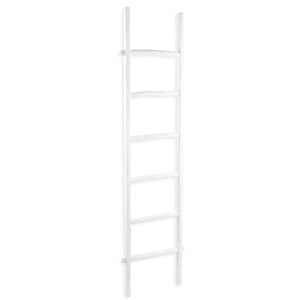 Homeroots 76" White Six Step Solid Wood Decorative Ladder  Solid Wood 519096