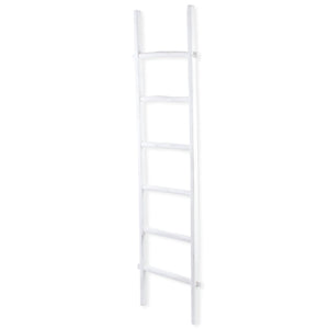 Homeroots 76" White Six Step Solid Wood Decorative Ladder  Solid Wood 519096