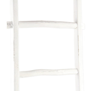 Homeroots 76" White Six Step Solid Wood Decorative Ladder  Solid Wood 519096