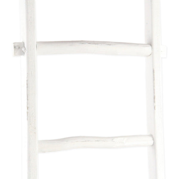Homeroots 76" White Six Step Solid Wood Decorative Ladder  Solid Wood 519096
