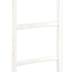 Homeroots 76" White Six Step Solid Wood Decorative Ladder  Solid Wood 519096