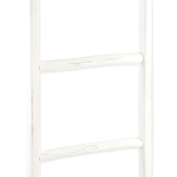 Homeroots 76" White Six Step Solid Wood Decorative Ladder  Solid Wood 519096