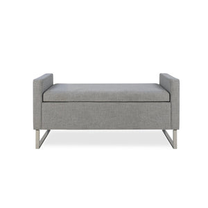 English Elm 47" Upholstered Storage Ottoman Bench with Metal Base for Bedroom or Entryway W5325P427119
