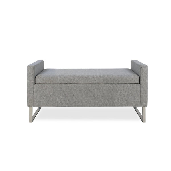 English Elm 47" Upholstered Storage Ottoman Bench with Metal Base for Bedroom or Entryway W5325P427119