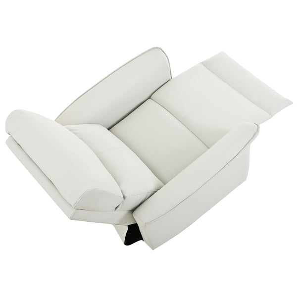 English Elm Manual Rocker Recliner Chair In Soft Pu Leather - Space-Saving Comfort For Nurseries & Living Rooms W1028S00048