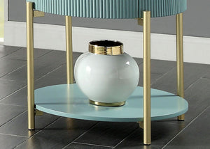 English Elm Glam Art Deco End Table Faux Marble Top Reeded Body Matte Gold Frame Living Room B011P184960