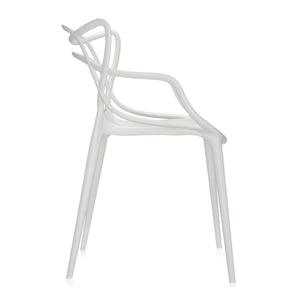Homeroots White Heavy Duty Plastic Open Back Dining Arm Chair  Plastic 519107