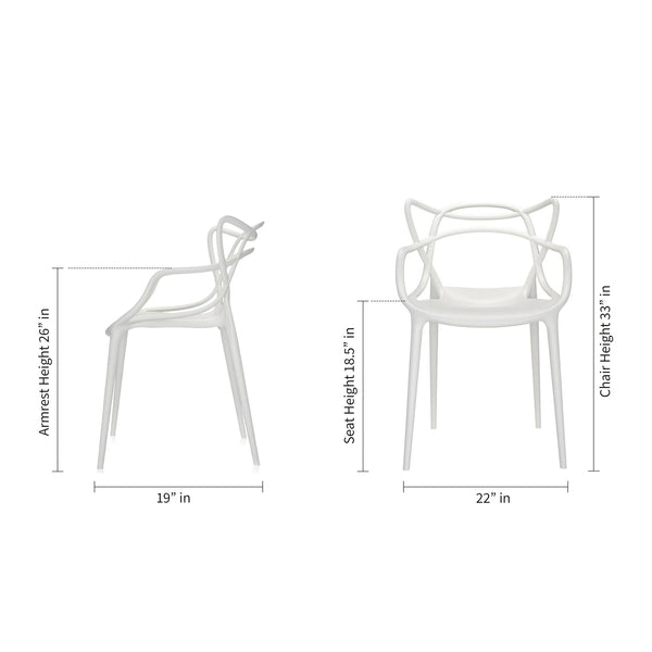 Homeroots White Heavy Duty Plastic Open Back Dining Arm Chair  Plastic 519107