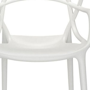 Homeroots White Heavy Duty Plastic Open Back Dining Arm Chair  Plastic 519107