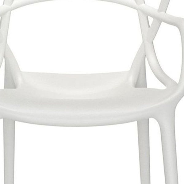 Homeroots White Heavy Duty Plastic Open Back Dining Arm Chair  Plastic 519107