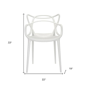 Homeroots White Heavy Duty Plastic Open Back Dining Arm Chair  Plastic 519107