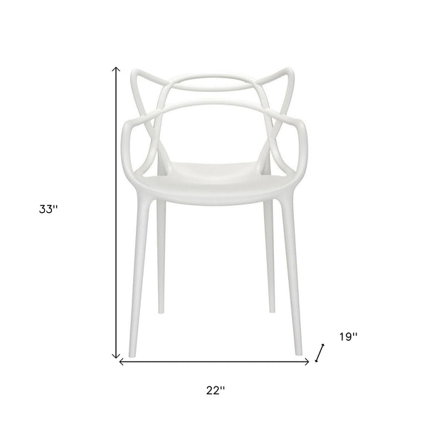 Homeroots White Heavy Duty Plastic Open Back Dining Arm Chair  Plastic 519107
