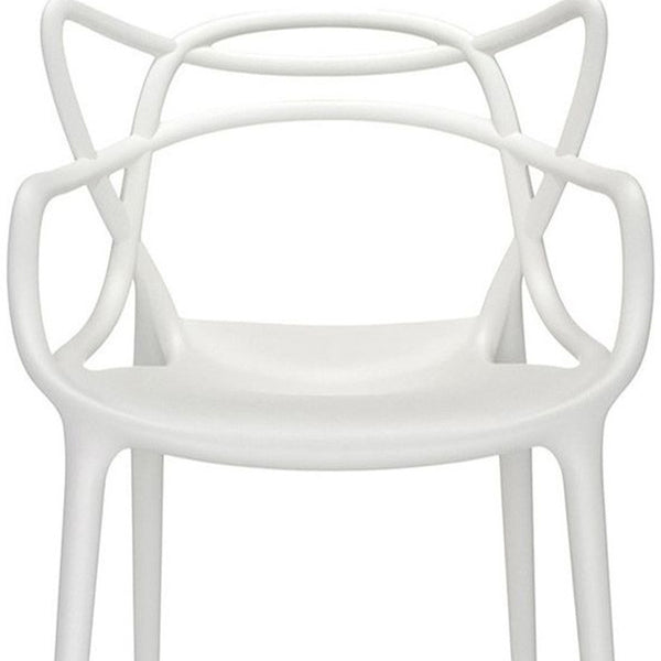 Homeroots White Heavy Duty Plastic Open Back Dining Arm Chair  Plastic 519107