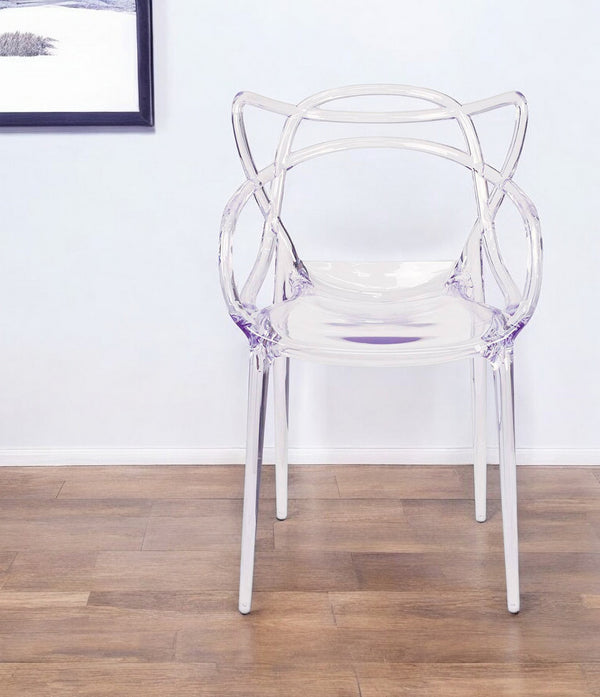 Homeroots Clear Acrylic Open Back Dining Arm Chair  Acrylic 519108
