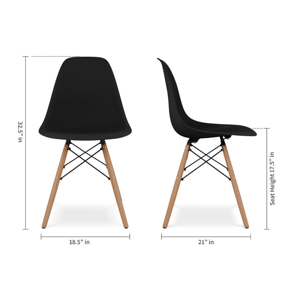 Homeroots Black And Natural Heavy Duty Plastic And Wood Dining Side Chair  Plastic 519109