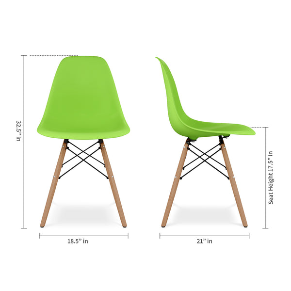 Homeroots Green And Natural Heavy Duty Plastic And Wood Dining Side Chair  Plastic 519111