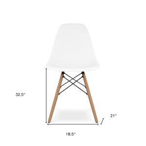 Homeroots White And Natural Heavy Duty Plastic And Wood Dining Side Chair  Plastic 519112