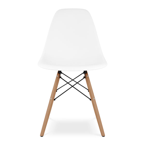 Homeroots White And Natural Heavy Duty Plastic And Wood Dining Side Chair  Plastic 519112