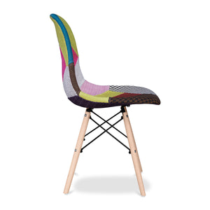 Homeroots Brown Green And Pink And Natural Upholstered Fabric Dining Side Chair   519113