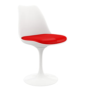 Homeroots White Heavy Duty Plastic Dining Side Chair With Red Faux Leather Cushion   519116
